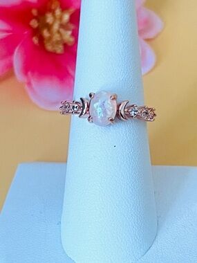 Rose gold plated faux Oval Opal ring size 7